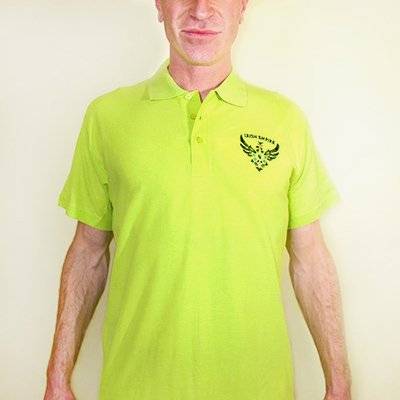 Lime green and black polo outlet shirt